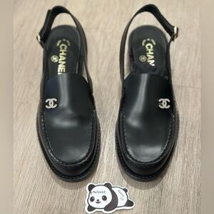 🖤New Authentic Chanel 25C Slingback Loafers - Black - women’s 36.5C EU🖤